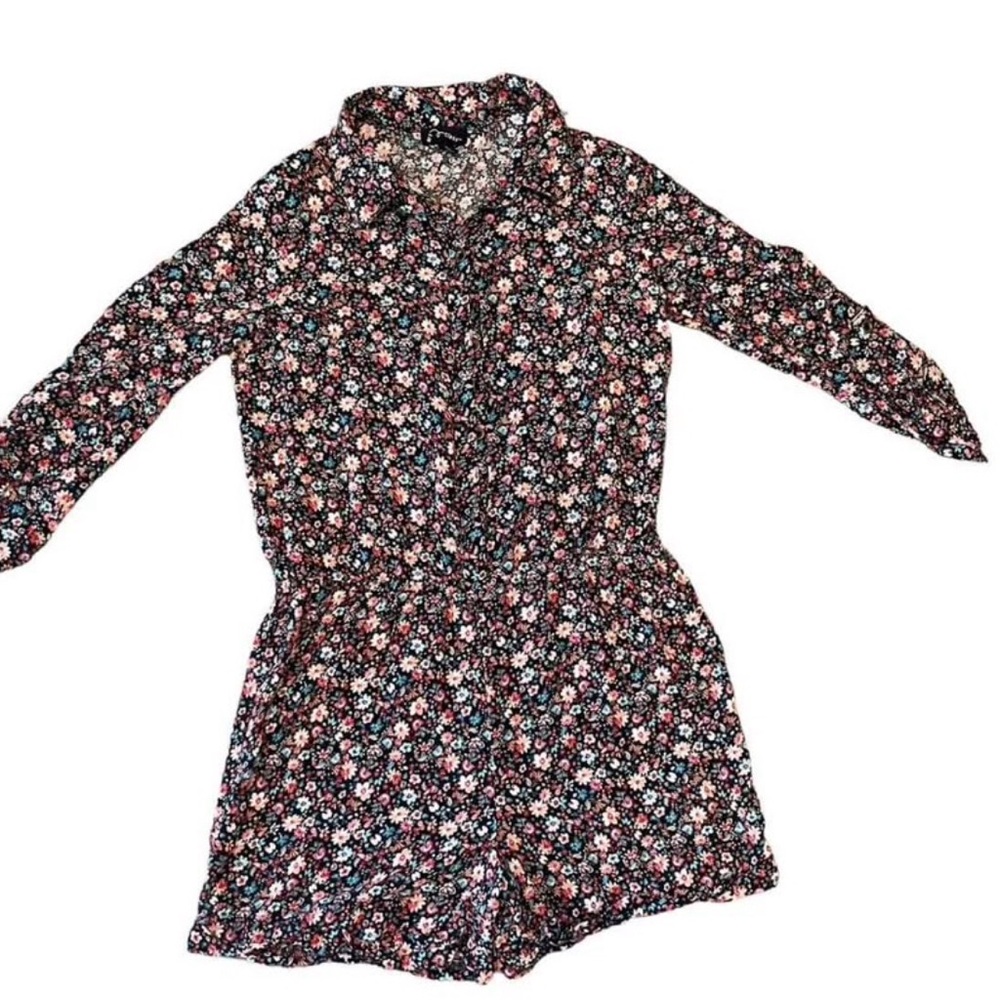 Art Class Floral Print Long Sleeve Romper